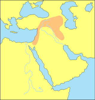 map of the Near East, the occurence of wild emmer
